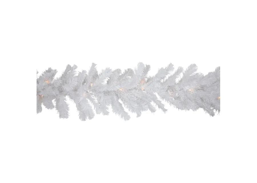 9' x 8" Pre-Lit Snow White Artificial Christmas Garland  Clear Lights