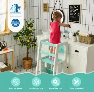 Hivvago Kids Kitchen Step Stool with Double Safety Rails