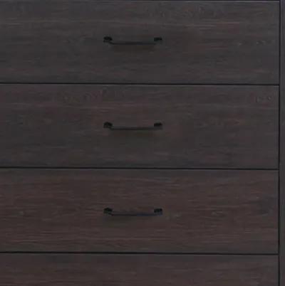 Chest with 5 Drawers and Grain Details, Dark Brown-Benzara