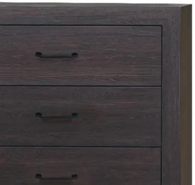 Chest with 5 Drawers and Grain Details, Dark Brown-Benzara