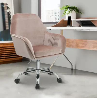 92504 Office Chair - Peach Velvet & Chrome