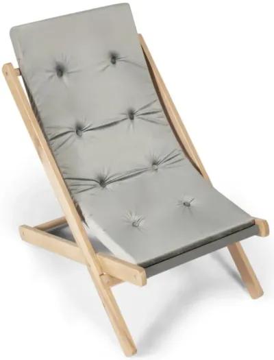 Hivvago 3-Position Adjustable and Foldable Wood Beach Sling Chair with Free Cushion-Gray