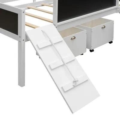 Merax Loft Bed with 2 Storage Boxes