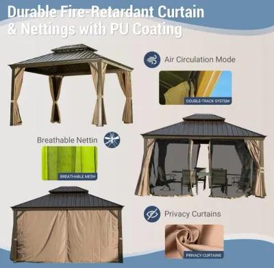 Aluminum Gazebo with Curtains & Netting for Outdoor Use