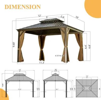 Aluminum Gazebo with Curtains & Netting for Outdoor Use