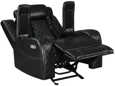 Nova 39 Inch Powered Recliner, Vegan Leather Upholstery, Bold Jet Black - Benzara