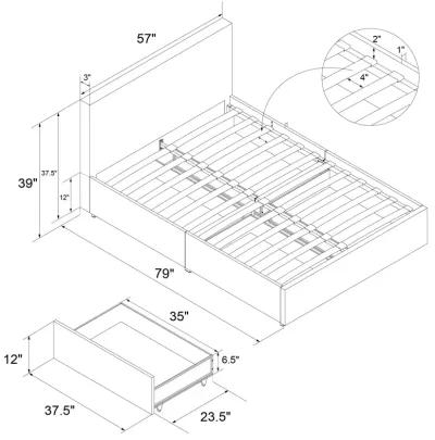 Novogratz Kelly Upholstered Bed with Storage Drawers