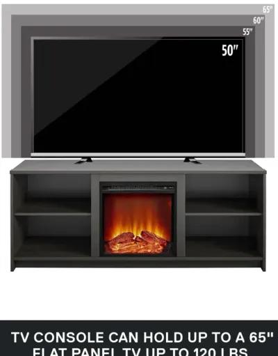 Ameriwood Home Courtland Electric Fireplace Space Heater TV Stand for TVs up to 65"