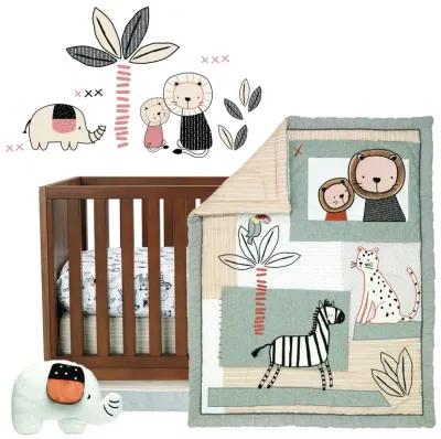 Lambs & Ivy Patchwork Jungle 5-Piece Nursery Baby Crib Bedding Set