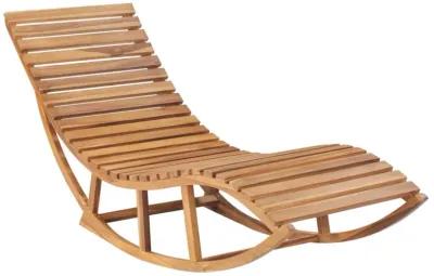 vidaXL Wooden Rocking Sun Lounger with Cushion - Durable Solid Teak Wood Outdoor Furniture for Garden, Patio, Balcony - Weather-Resistant, Comfortable Seating with Smooth Sanded Finish, Rockable D...