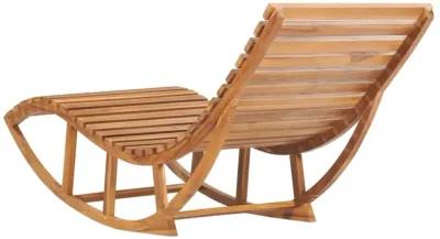 vidaXL Wooden Rocking Sun Lounger with Cushion - Durable Solid Teak Wood Outdoor Furniture for Garden, Patio, Balcony - Weather-Resistant, Comfortable Seating with Smooth Sanded Finish, Rockable D...