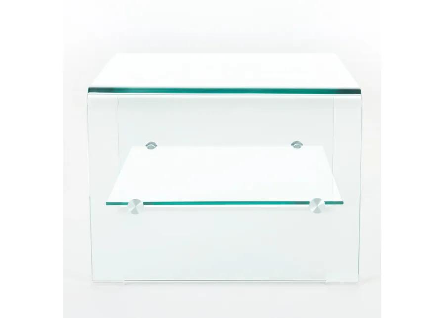 Ultra-Chic Glass End Table with Shelf Style Meets Functionality