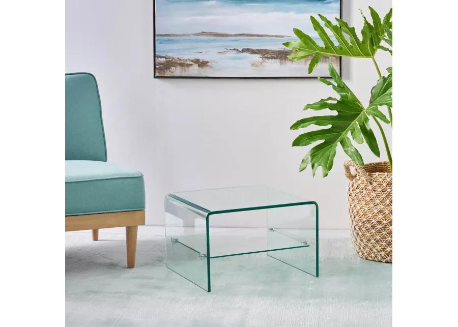 Ultra-Chic Glass End Table with Shelf Style Meets Functionality