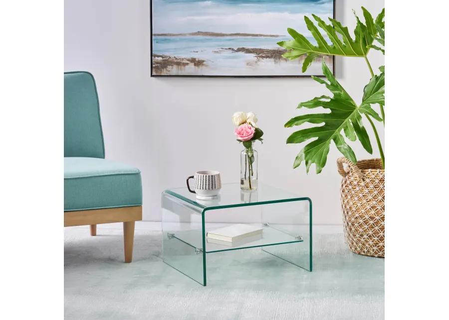 Ultra-Chic Glass End Table with Shelf Style Meets Functionality