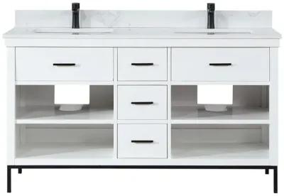 Altair 60 Double Bathroom Vanity Set in White without Mirror