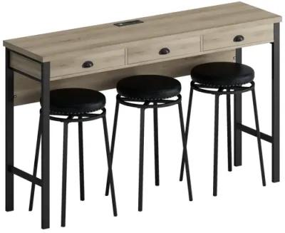 Merax 3-Drawer Dining Table with Stools Dining Set