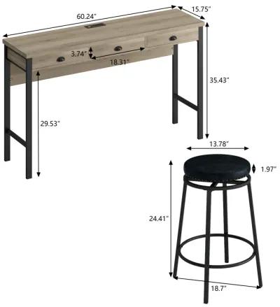 Merax 3-Drawer Dining Table with Stools Dining Set