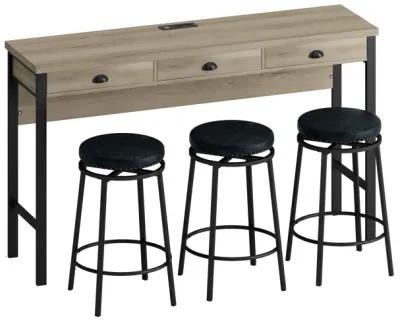 Merax 3-Drawer Dining Table with Stools Dining Set