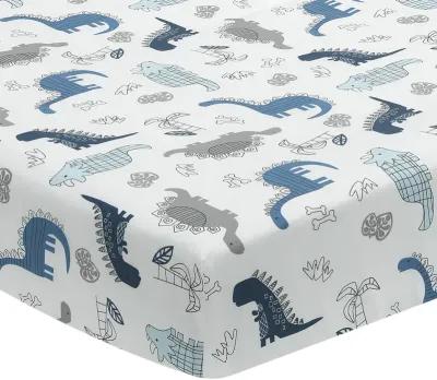 Lambs & Ivy Baby Dino Blue/White Dinosaur Nursery 6-Piece Crib Bedding Set