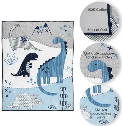 Lambs & Ivy Baby Dino Blue/White Dinosaur Nursery 6-Piece Crib Bedding Set