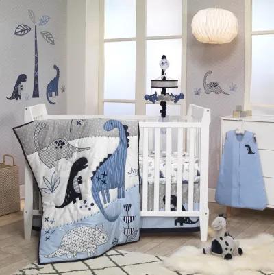 Lambs & Ivy Baby Dino Blue/White Dinosaur Nursery 6-Piece Crib Bedding Set