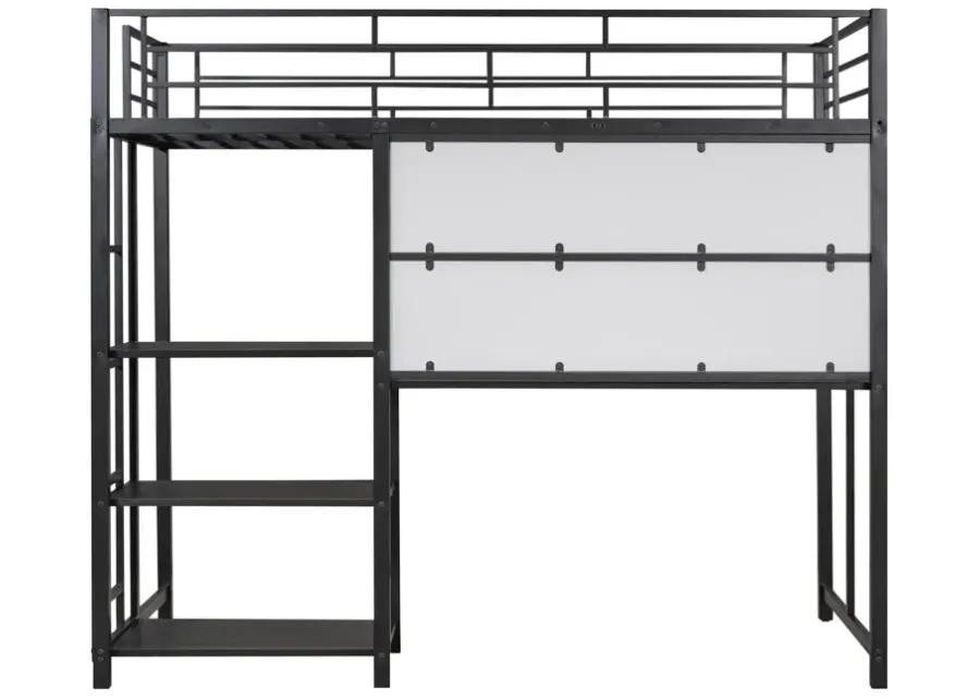 Merax Metal Loft Bed with Desk and Ladder