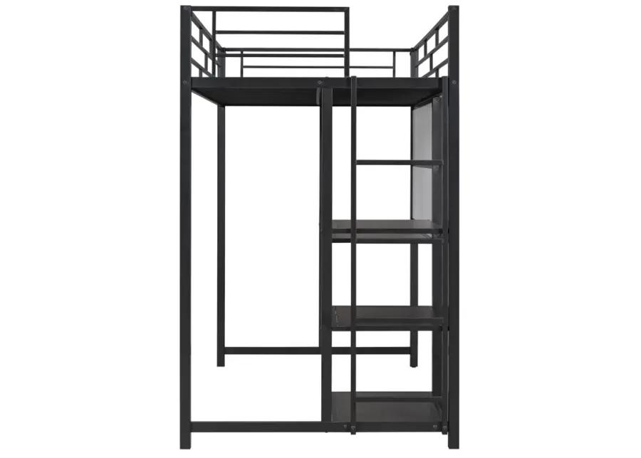 Merax Metal Loft Bed with Desk and Ladder