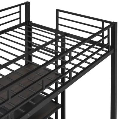 Merax Metal Loft Bed with Desk and Ladder