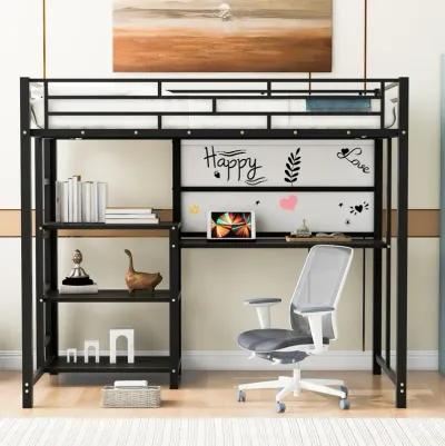 Merax Metal Loft Bed with Desk and Ladder