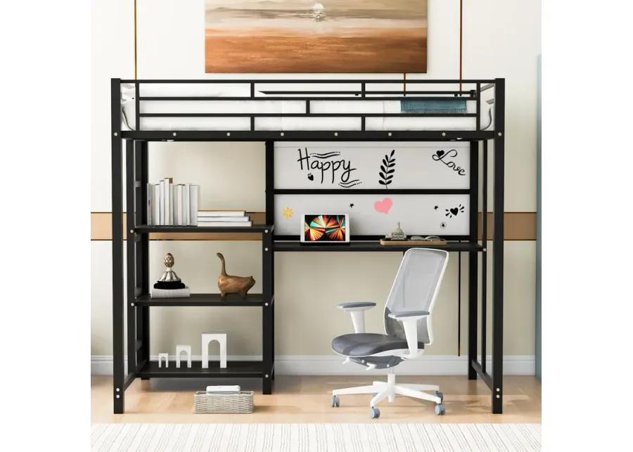 Merax Metal Loft Bed with Desk and Ladder