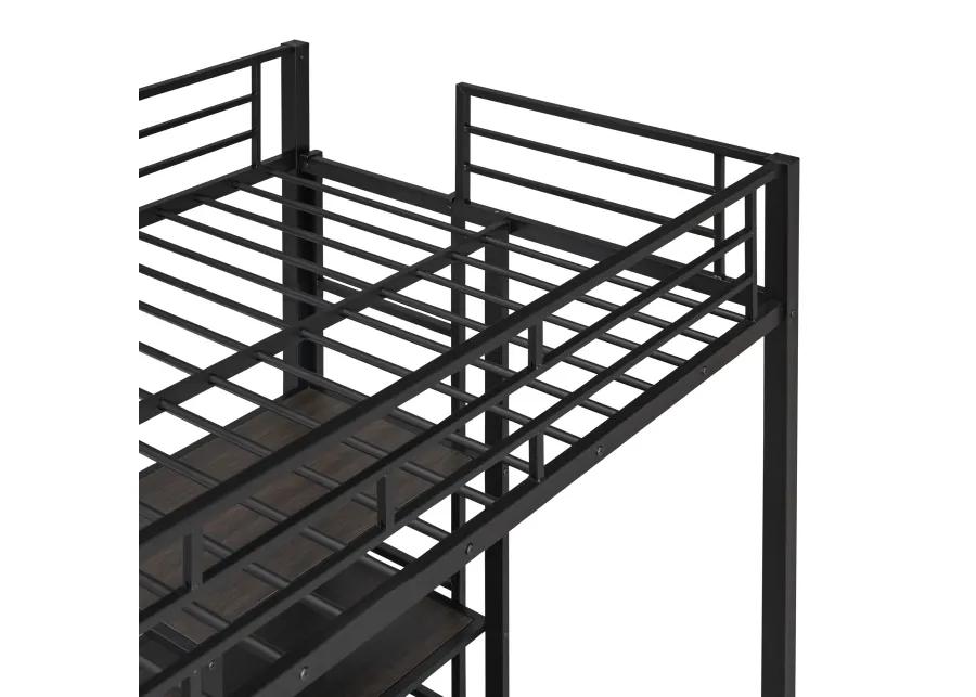 Merax Metal Loft Bed with Desk and Ladder