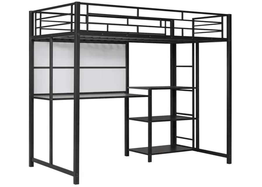 Merax Metal Loft Bed with Desk and Ladder