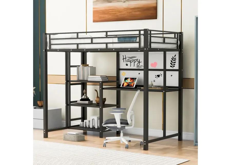 Merax Metal Loft Bed with Desk and Ladder