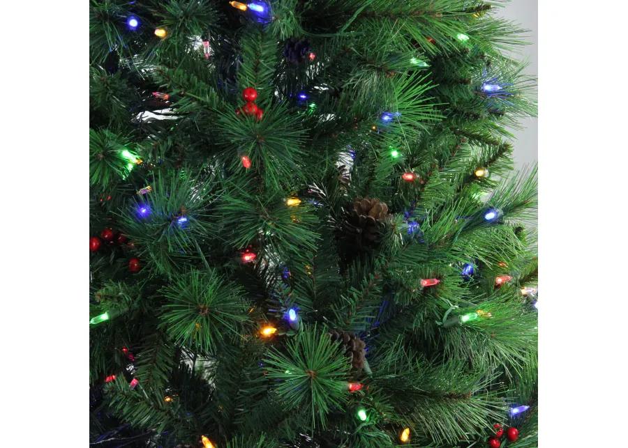 6.5' Pre-Lit Full Denali Mixed Pine Artificial Christmas Tree - Multicolor Dual LED Lights