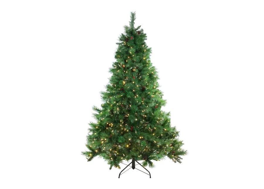 6.5' Pre-Lit Full Denali Mixed Pine Artificial Christmas Tree - Multicolor Dual LED Lights