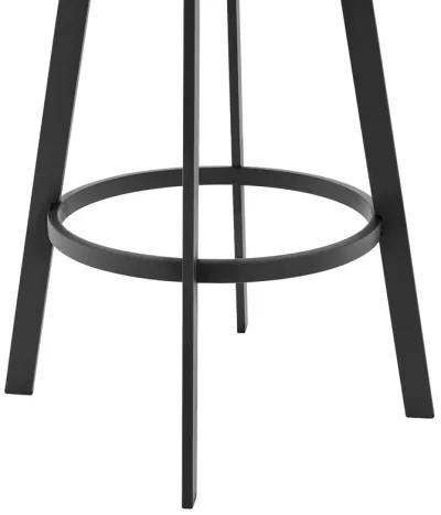 Capri  Swivel Modern Black Metal and Slate Gray Faux Leather Bar and Counter Stool