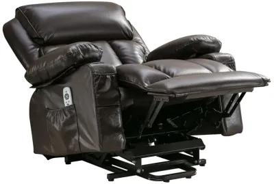 38.58 in. W Leather Recliner with Remote Control, Tufted and Storage