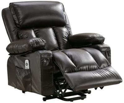 38.58 in. W Leather Recliner with Remote Control, Tufted and Storage