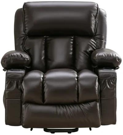 38.58 in. W Leather Recliner with Remote Control, Tufted and Storage