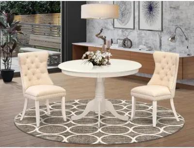 3 Piece Dining Room Table Set Contains a Round Kitchen Table with Pedestal