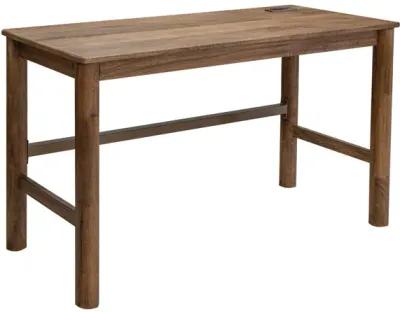 Olum 51 Inch Desk, Rectangular Top, Solid Mango Wood Frame, Towny Brown - Benzara