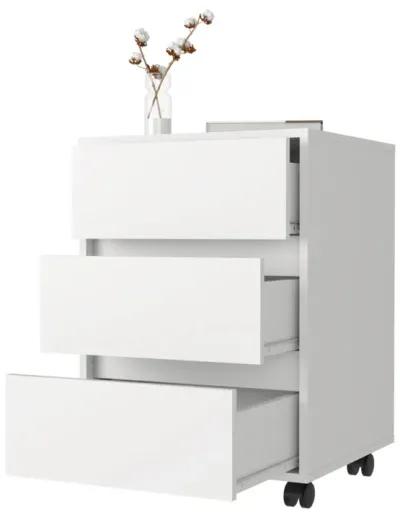 Artemisa 3 Drawer Filing Cabinet, Four Casters, Superior Top - White