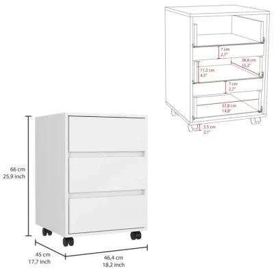 Artemisa 3 Drawer Filing Cabinet, Four Casters, Superior Top - White