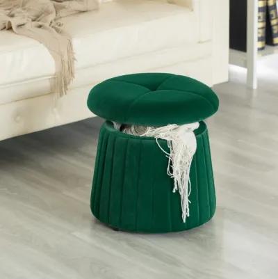 Modern Tufted Velvet Mushroom Shape Storage Ottoman Storage Stool Trunk, Red