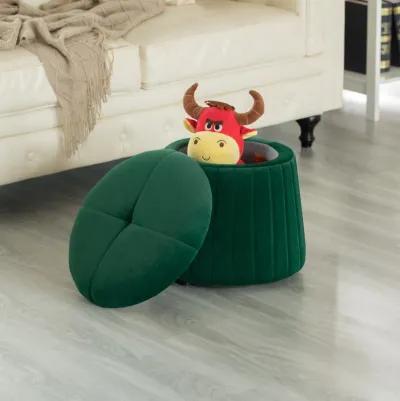 Modern Tufted Velvet Mushroom Shape Storage Ottoman Storage Stool Trunk, Red