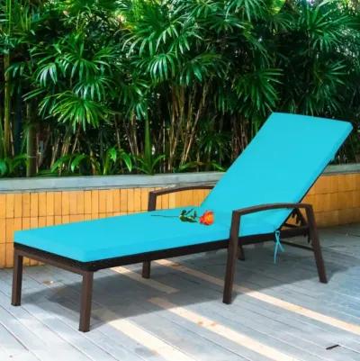 Hivvago Outdoor Adjustable Reclining Patio Rattan Lounge Chair with Adjustable Backrest