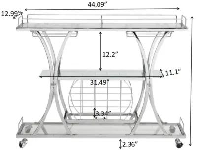 Hivvago Bar Cart with Wine Rack Glass Metal Frame Wine Storage