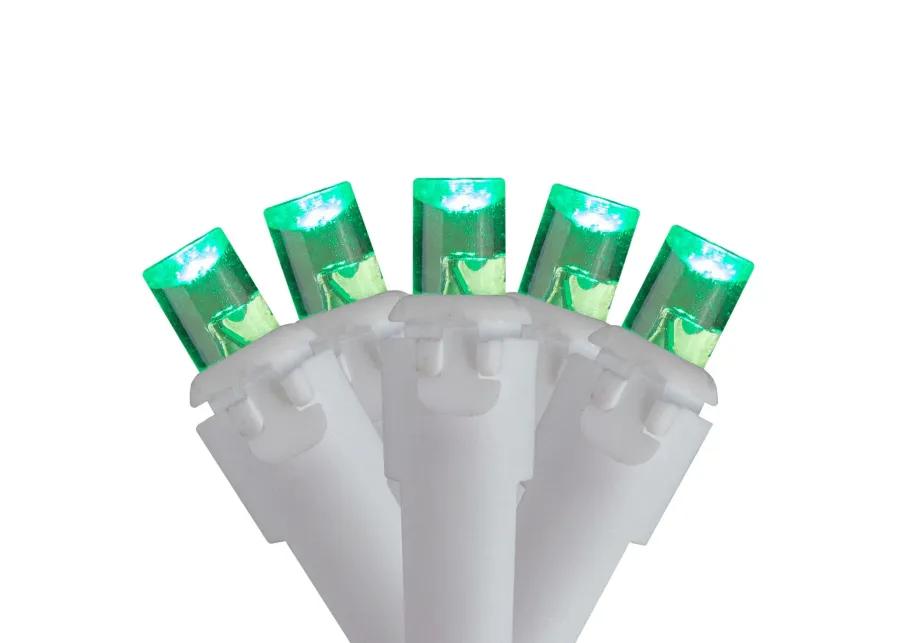 100 Count Green LED Wide Angle Icicle Christmas Lights  5.5ft White Wire