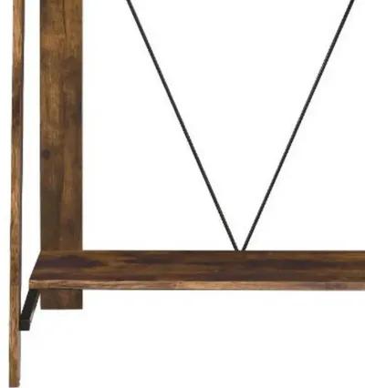 Writing Desk with V Shaped Frame, Weathered Oak and Black-Benzara