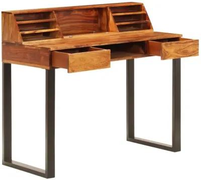 vidaXL Desk 43.3"x19.7"x37" Solid Sheesham Wood and Steel, 247964